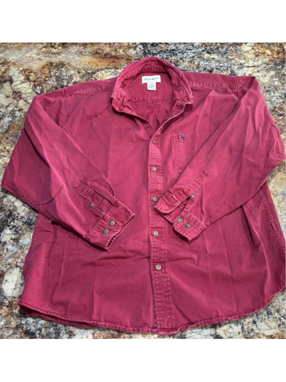 Vintage Eddie Bauer Red Cotton Button Down Shirt